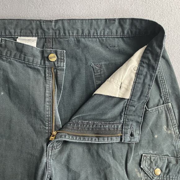 Carhartt Cargo Pants Mens 37x30 Black Relaxed Fit Double Knee Workwear Utility - Picture 10 of 16